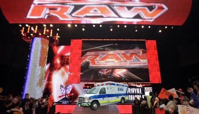 Flipped ambulance to confront Strowman tonight on Raw