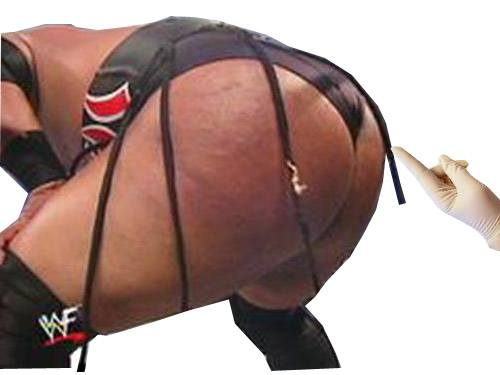 Rikishi gives rubber-gloved doctor “The Stinkfinger”