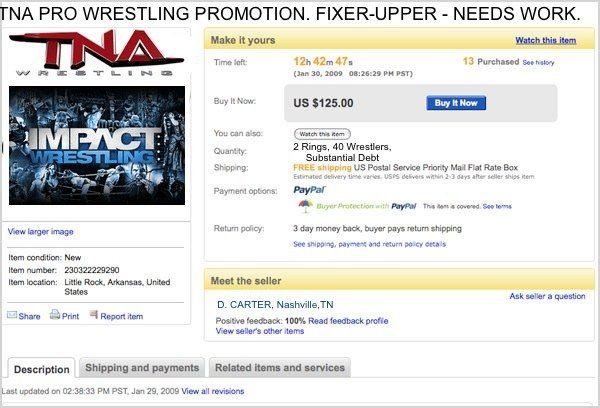 TNA put up for sale on eBay