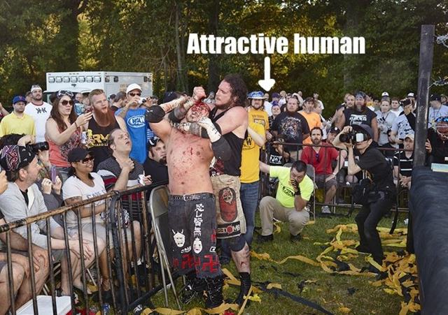 Attractive human attends deathmatch tournament