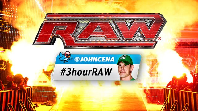 Three-hour Raw will feature 60 extra minutes of filler