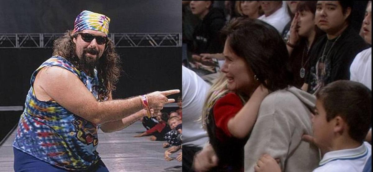 Mick Foley’s children cry in terror at the sight of their father portraying Dude Love