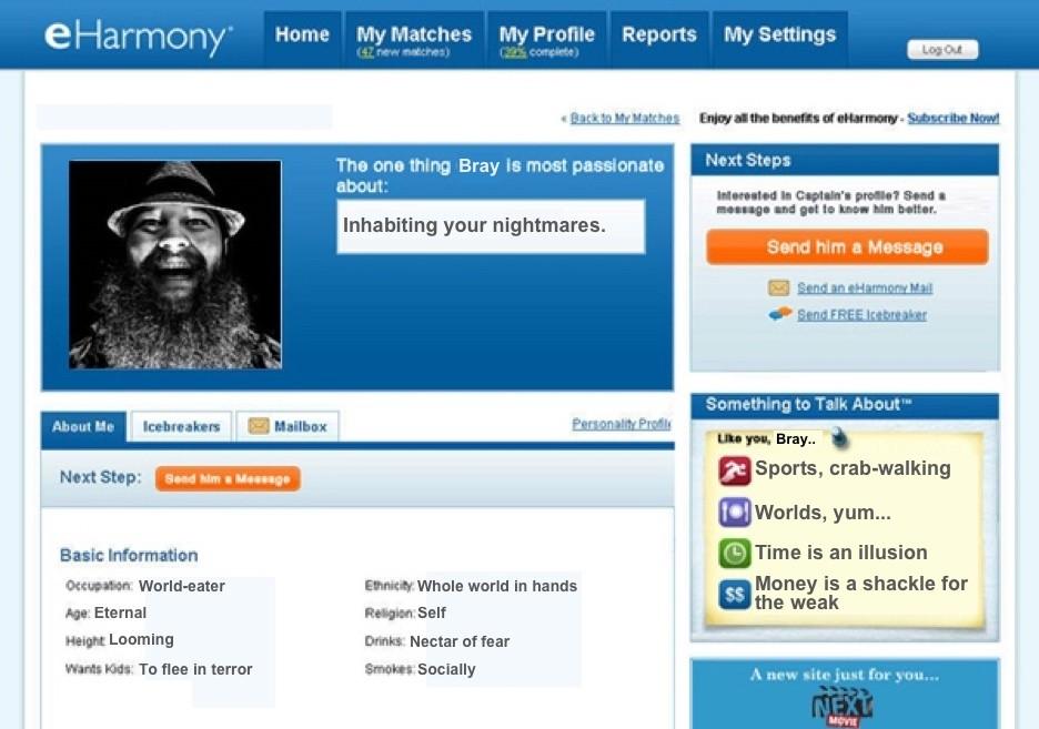 Bray Wyatt creates cryptic, terrifying eHarmony profile