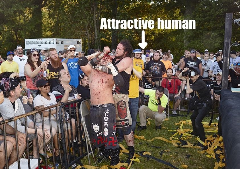 Attractive human attends deathmatch tournament
