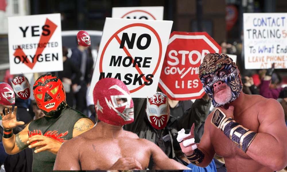 Mexican wrestlers demand “freedom from oppression” during anti-mask rally