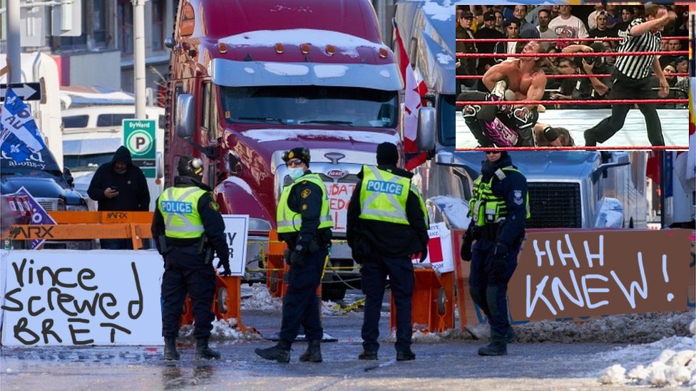 Canadian trucker convoy rolls into Montreal demanding justice for 1997 “Screwjob”